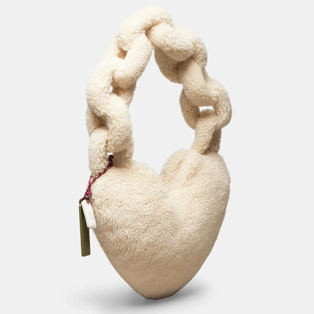 🤎Coach NWT‎ Ivory Limited Edition Coachtopia Fuzzy Heart Bag in Sherpa